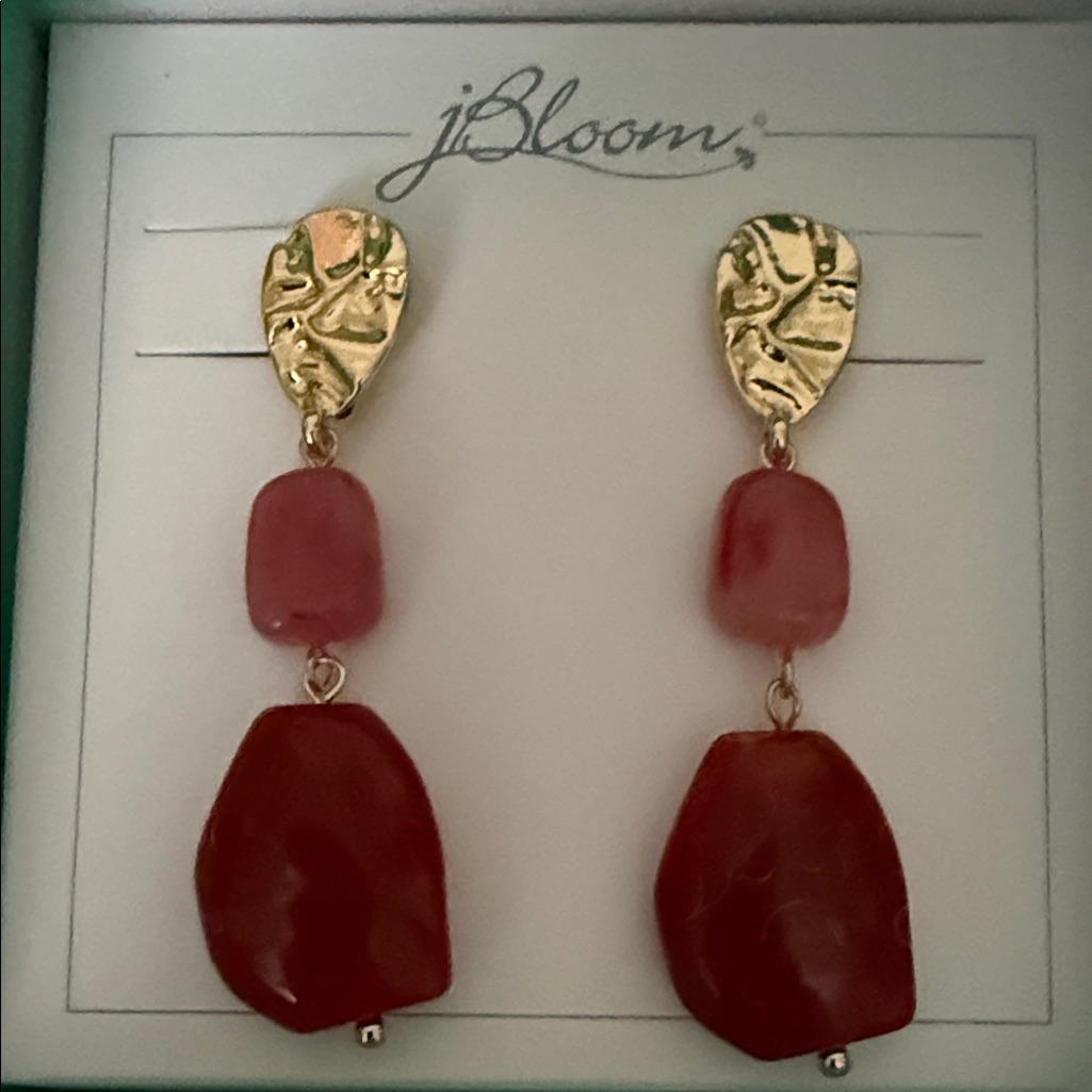 Bloom Gold And Red Drop Earrings